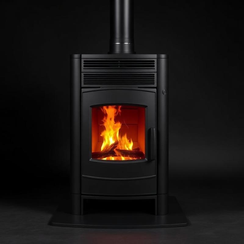 Modern pellet stove burning