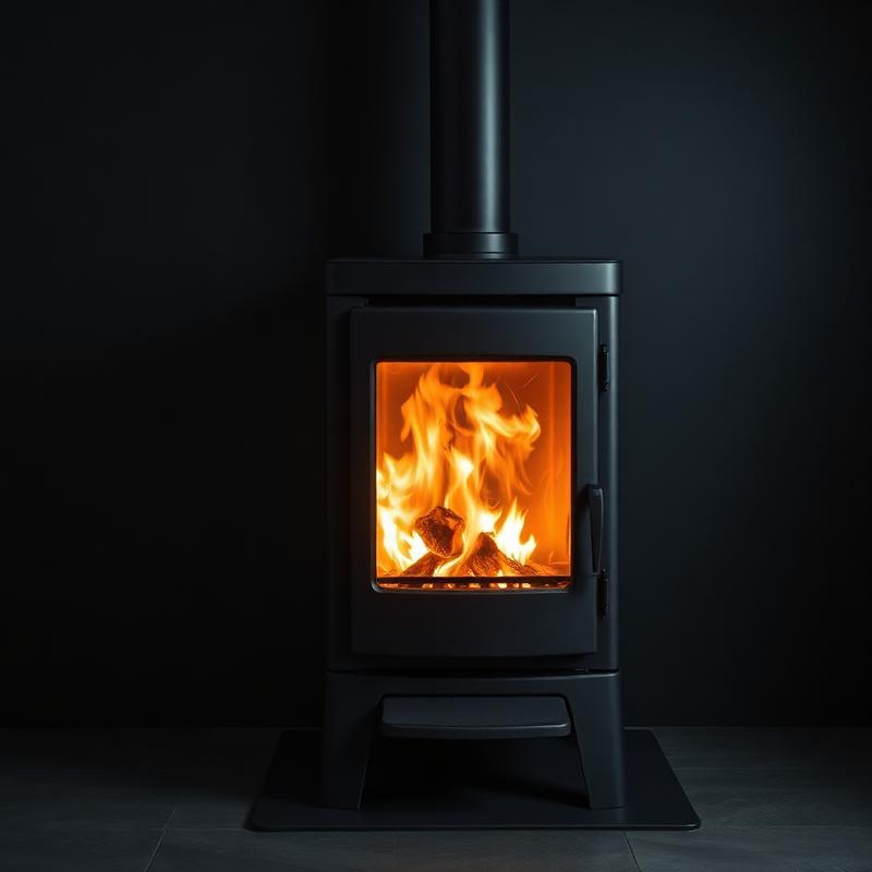 Wood-burning fireplace with live flame
